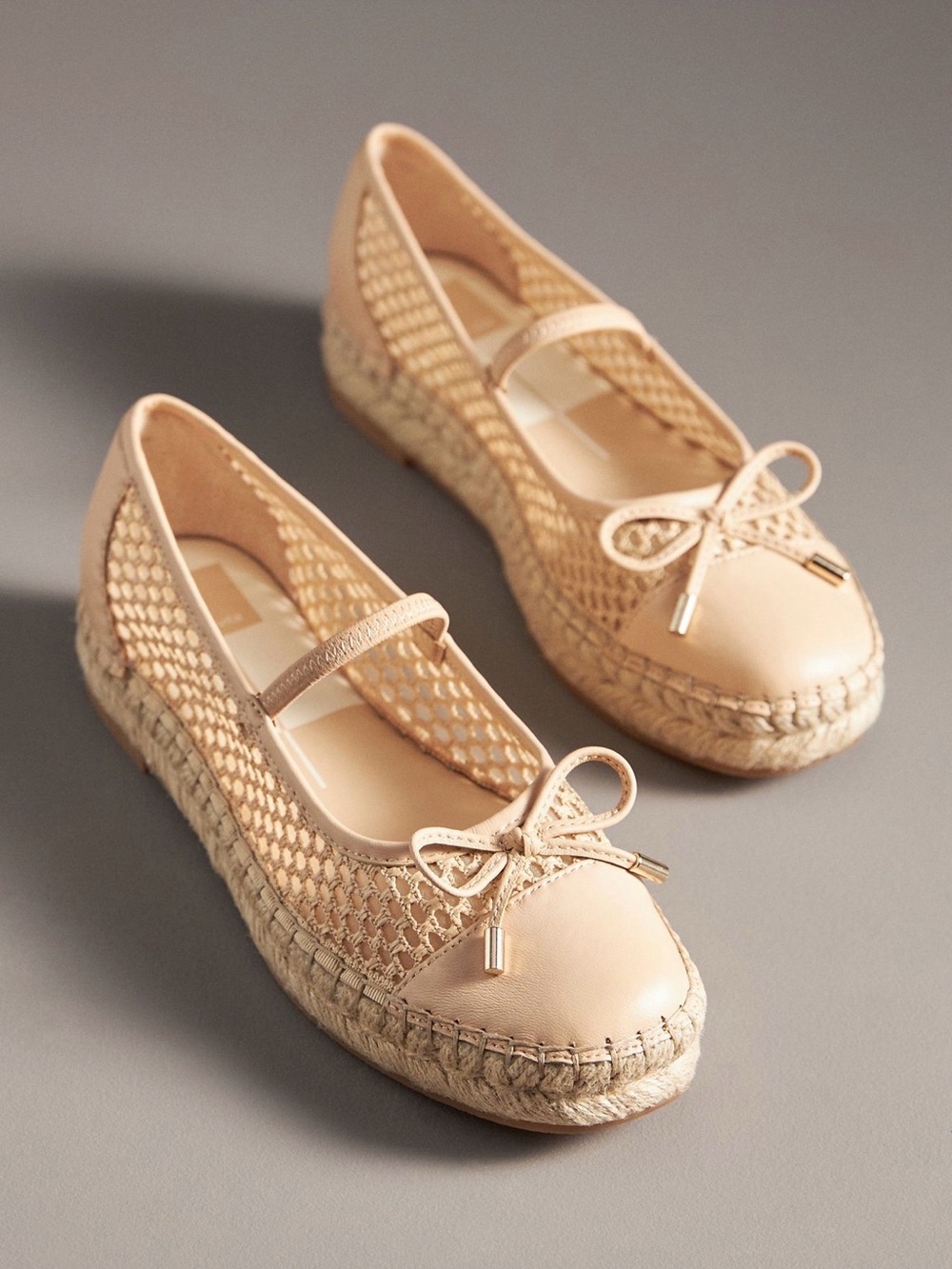 Dolce Vita Cream Espadrille Mary Jane Flats with Bow